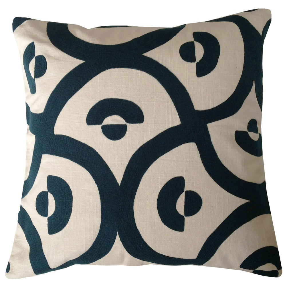 Palace tile navy, 22x22in cushion